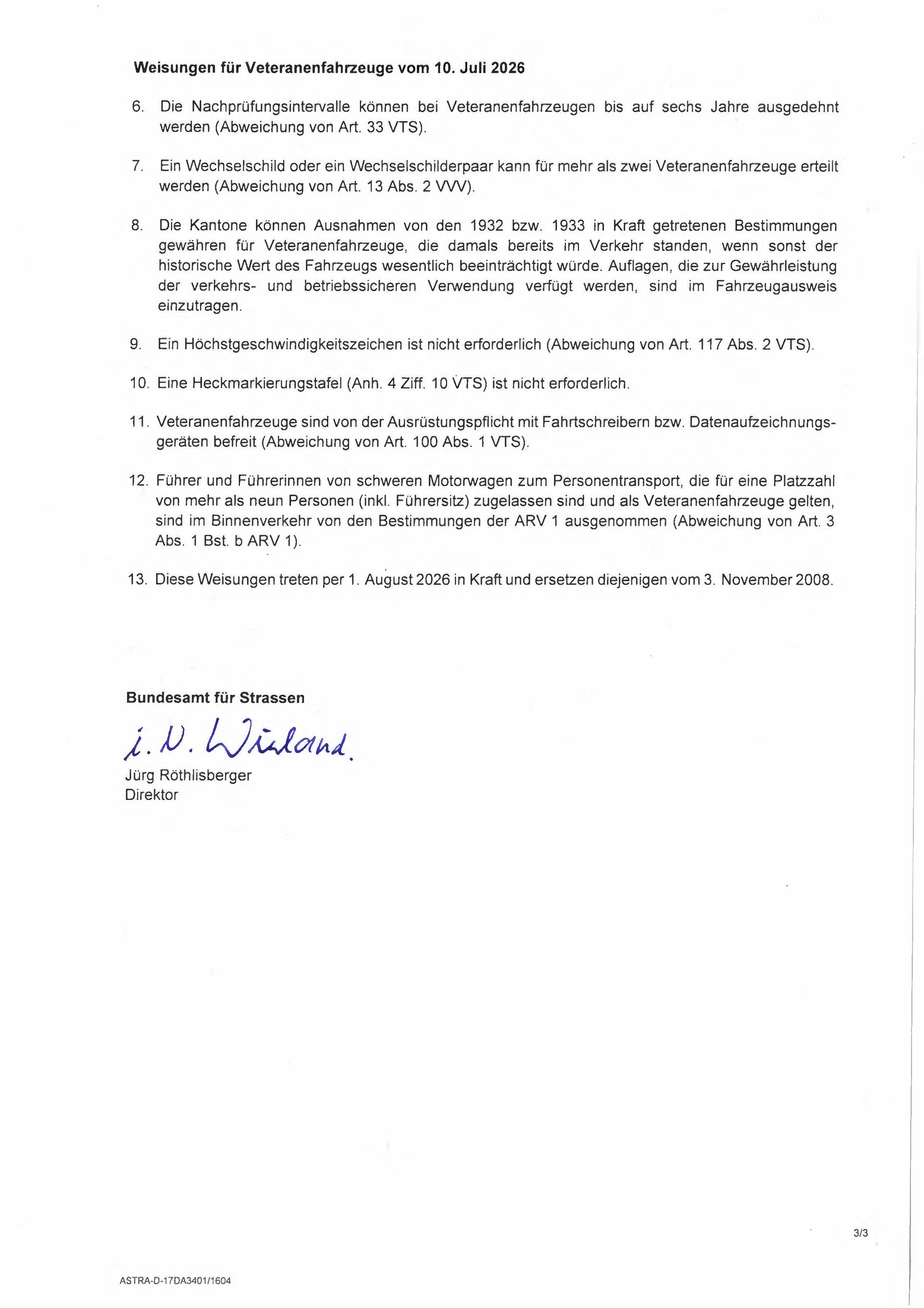 Weisung für Veteranenfahrzeuge Seite 2